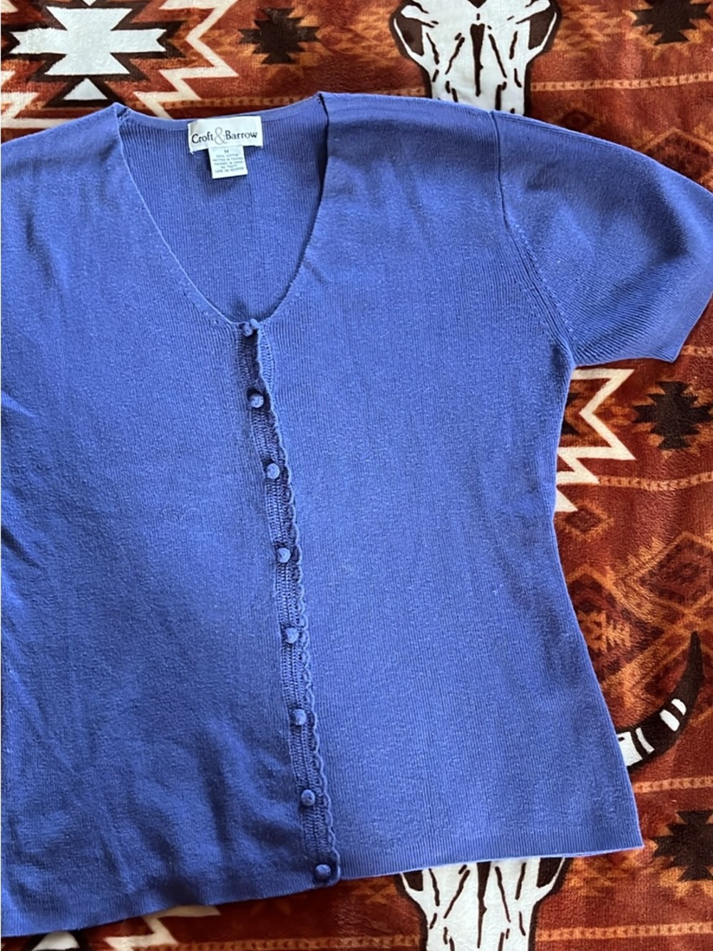 Croft and barrow periwinkle v neck cotton shirt